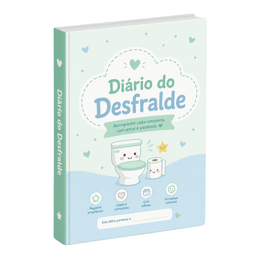 Mockup do Diário do Desfralde em tons de menta e azul claro